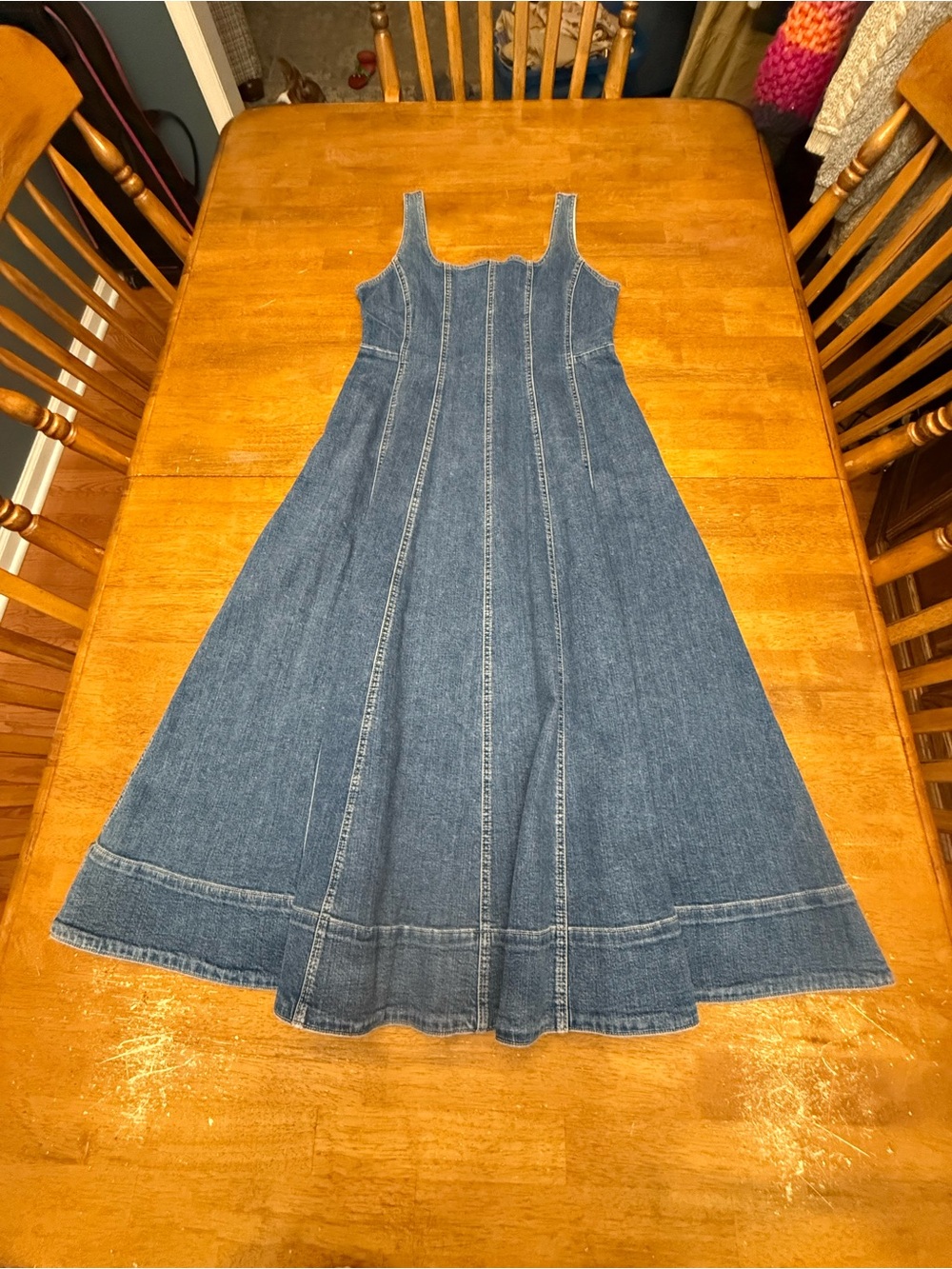Madewell Seamed Flare Midi Dress in Croswell Wash - Picture 2 of 8